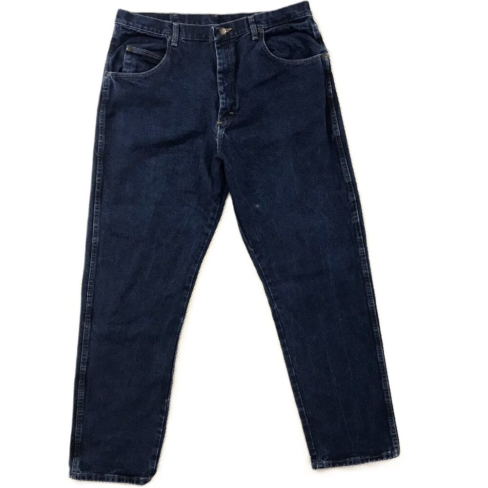 Wrangler Rugged Wear Relaxed Fit Blue Denim Jeans Tag Size 38x32